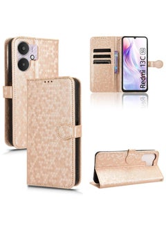 erorex Case For Xiaomi Redmi 13C 5G / 4G Honeycomb Dot Texture Leather Phone Case  - Image 1