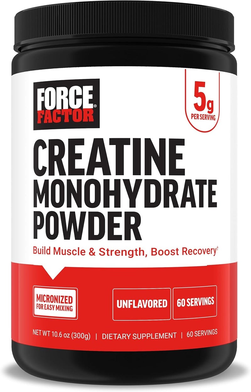 Force Factor Creatine Monohydrate Powder 5g Micronized Dose to Support Muscle Growth Strength Recovery Cognitive Health  Memory Unflavored 60 Servings - Image 1