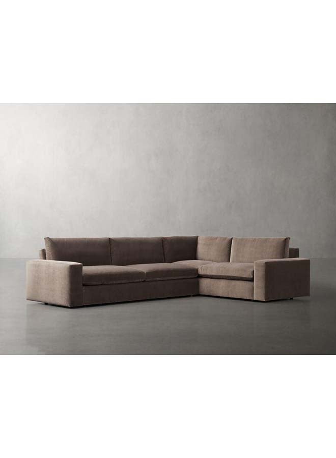 Al Home Modern Velvet L-Shape Sofa - Brown - 280x140x85x85 cm - By Alhome