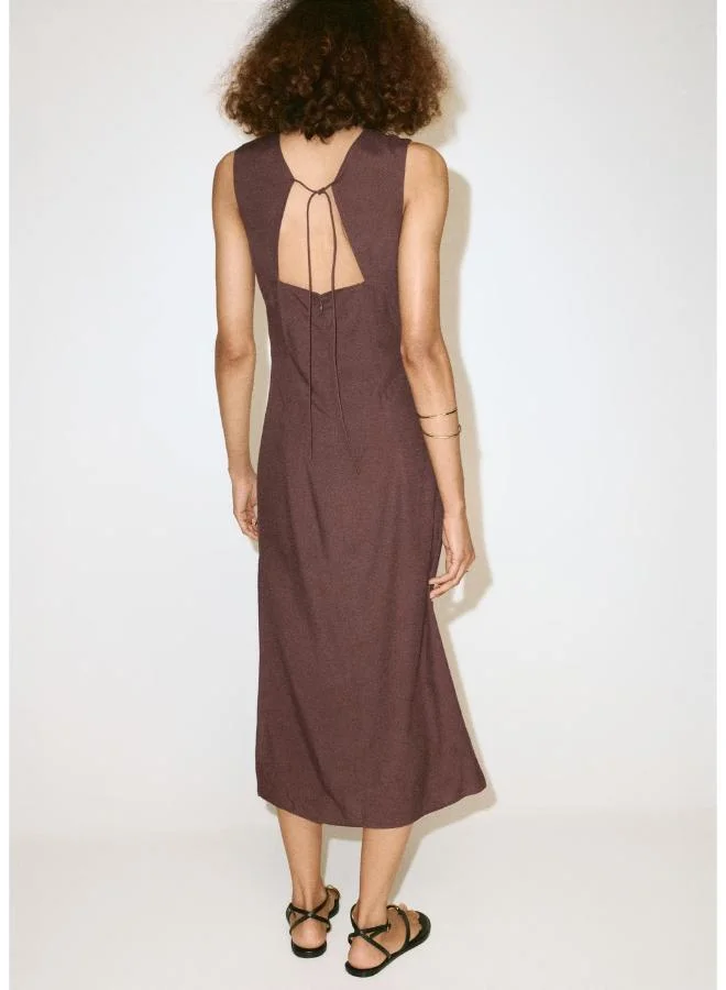 مانجو Side Ruched Dress With Tie Detail