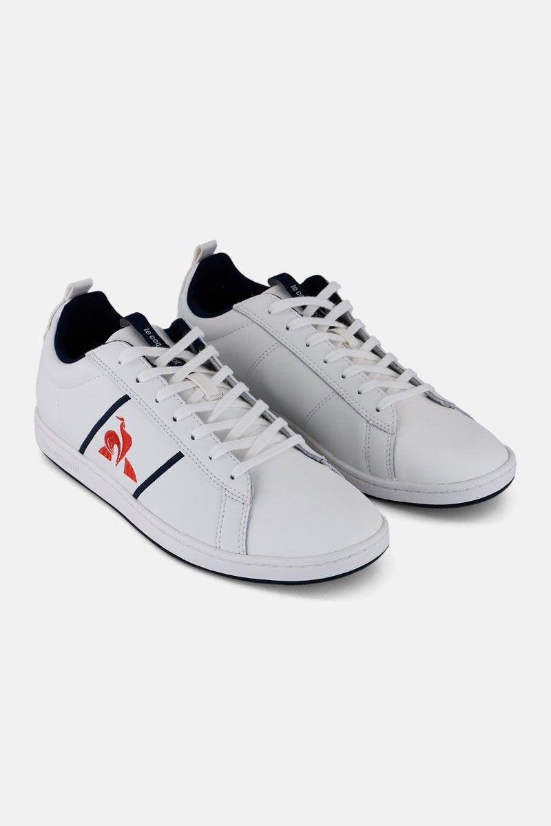 le coq sportif Men Courtclassic Tricolore Lace Up Trainers Shoes, White - Image 1
