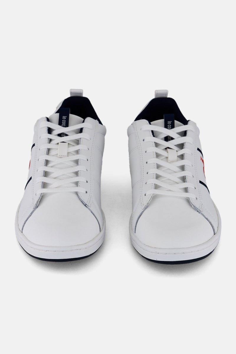 le coq sportif Men Courtclassic Tricolore Lace Up Trainers Shoes, White - Image 4