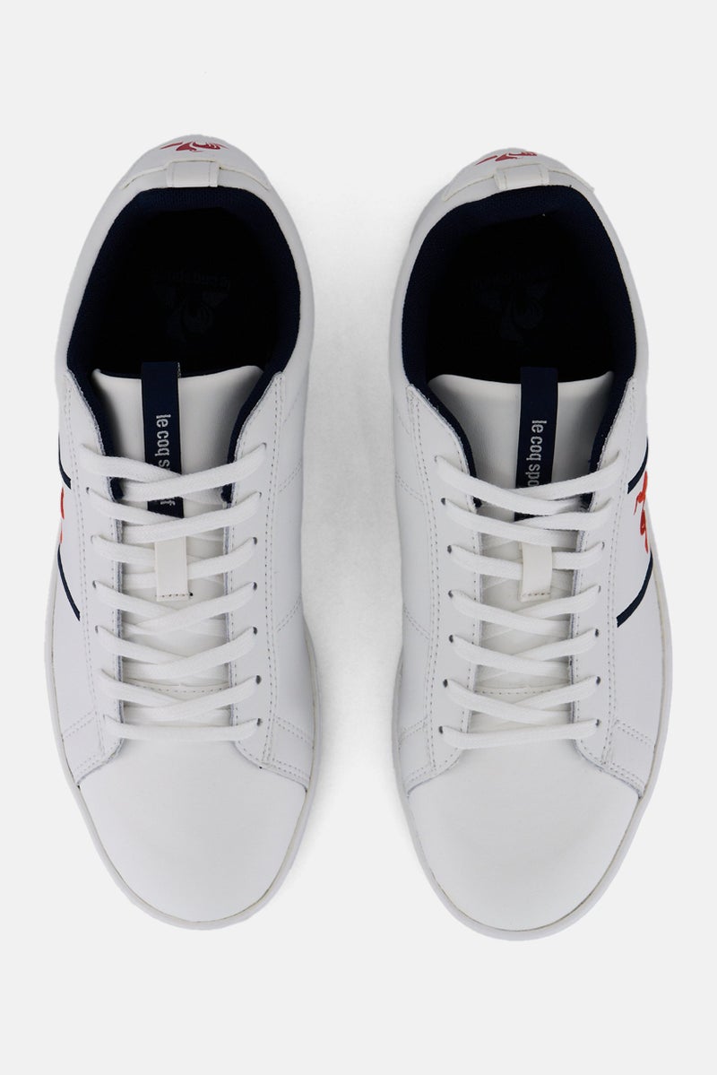 le coq sportif Men Courtclassic Tricolore Lace Up Trainers Shoes, White - Image 2