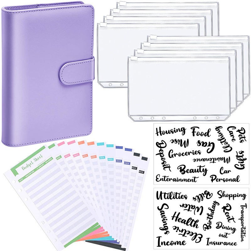 A6 Notebook Binder: 7.5x5.1 Inch PU Leather Cover - Waterproof PVC Pockets Customized Organizer for Home, Office, School, Travel - Image 1