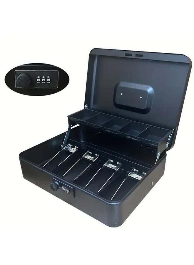 Black Large Capacity Cash Coin Savings Box With Password Lock Heavy Duty Iron Construction - Image 1