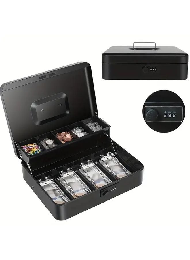 Black Large Capacity Cash Coin Savings Box With Password Lock Heavy Duty Iron Construction - Image 2