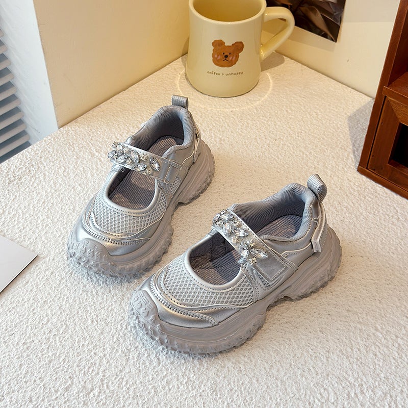 Girls'' Shoes Mesh Sneakers Closed-Toe Sandals 2026 Spring and Autumn New Fashion Breathable Dad Shoes for Girls - Image 1