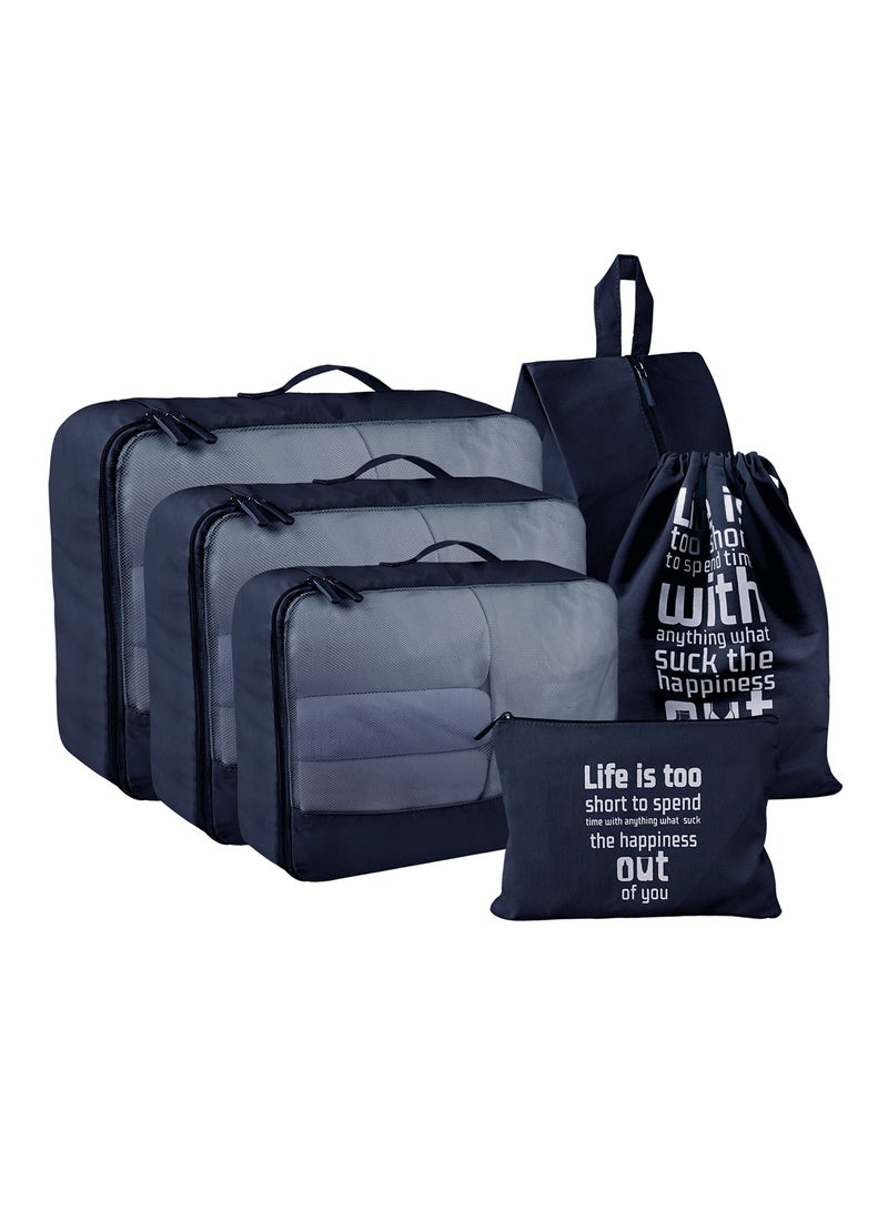 Y&D 6 Pcs Packing Cubes Set in 3 Sizes, Travel Organizers for Suitcases, Large Capacity Luggage includes Storage Bags, Convenient Organizer Bags Lovers (Black)  - Image 1