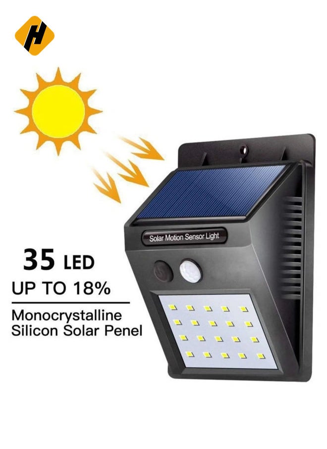 HuHa 【4 pack】 35 LED Solar Lights Outdoor Waterproof Solar Motion Sensor Light Wireless Lights Outside Wall Lamp for Driveway Patio Garden Path  - Image 2