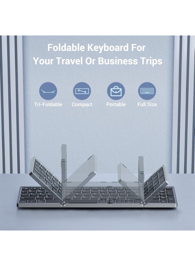 Rock Pow Foldable Keyboard and Mouse for Laptop Travel Bluetooth Folding Keyboard with Mouse Rechargeable Keyboard for Business 2.4G  Bluetooth for iPad Tablets Laptop iOS Android  - Image 2