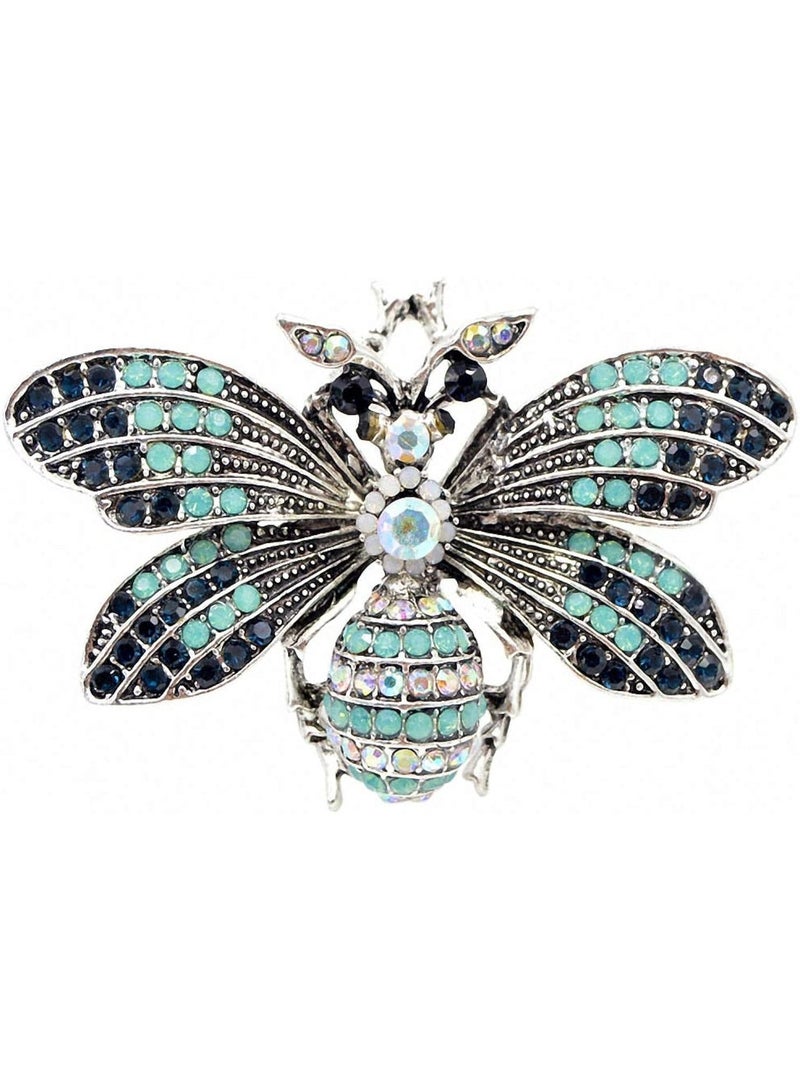 Luxury & Trendy Crystal Rhinestone Accessory Brooch Pin for Women, for clothes and Bags Fashion Enamel Available in different shapes and colors Gold/Silver (Bee 2) - Image 1