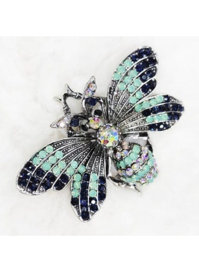 Luxury & Trendy Crystal Rhinestone Accessory Brooch Pin for Women, for clothes and Bags Fashion Enamel Available in different shapes and colors Gold/Silver (Bee 2) - Image 2
