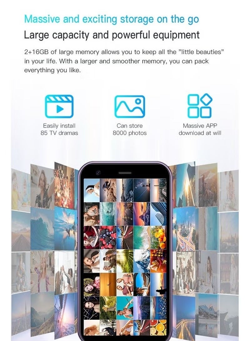 vesus Super Mini Mobile Phone Android Quad Core Titanium Silver, Mobile Mini Smartphone Ultra Small Pocket Student Children Men and Women 16 GB RAM 512 GB ROM - Image 5