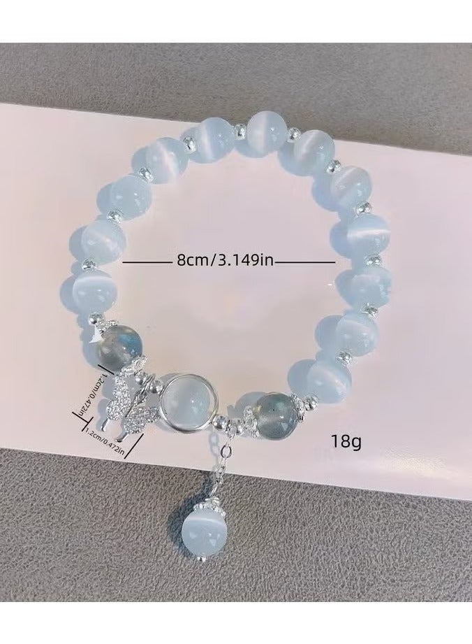 1pc Elegant Butterfly Charm Bracelet with Beads - Glass Crafted, Fashionable White Design, Ideal Gift for Girlfriend or Best Friend, Small Niche Design, Transfer Beads - Image 5