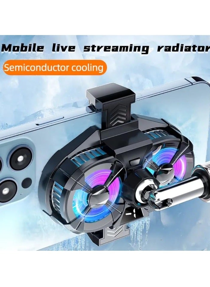 Dual Cooling Fan Cell Phone Cooler for Gaming Plug & Switch LED Display 3 Speed Fan with Phone Holder - Image 2