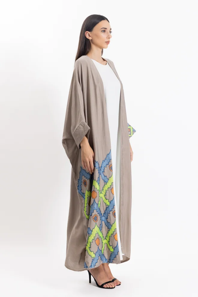 SHAPES EMBROIDERED ABAYA WITH MAXI DRESS
