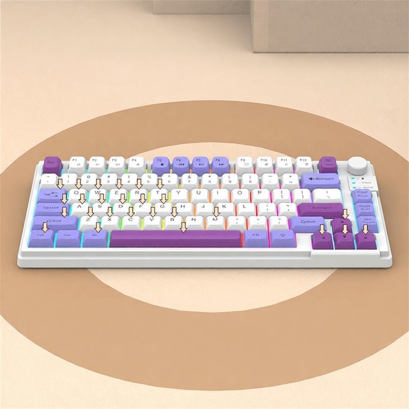 Gaming Keyboard Colourful Backlit 81-Key with Three-Color Matching Keycaps MDA Height Ball Cap 26-Key N-Key Rollover Office Keyboard - Image 5