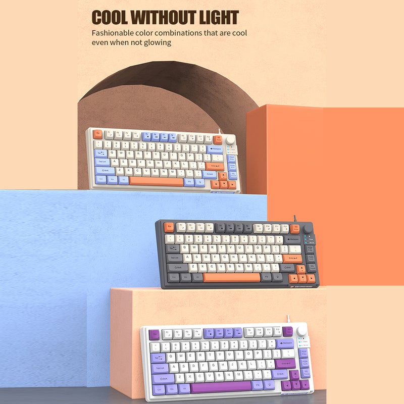 Gaming Keyboard Colourful Backlit 81-Key with Three-Color Matching Keycaps MDA Height Ball Cap 26-Key N-Key Rollover Office Keyboard - Image 3