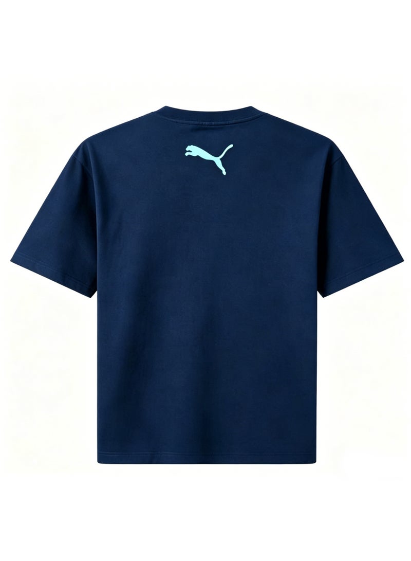 Puma "All in Good Time" 3D Cartoon Character Cotton Navy T-Shirt-XXXXXL - Image 4