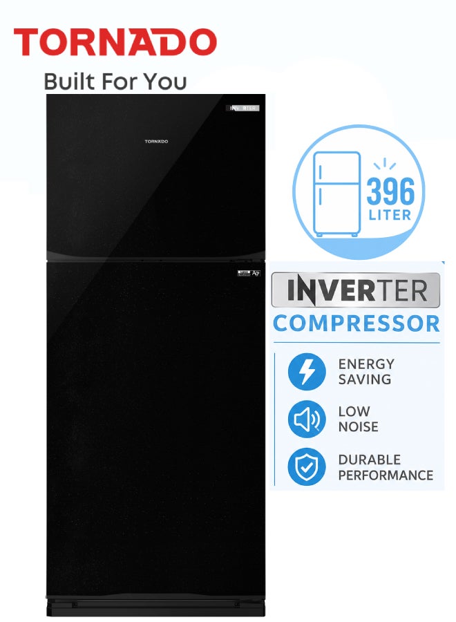 TORNADO Refrigerator Inverter No Frost 396 Liter Black, Nano deodorizer Filter, Hybrid cooling system RF-480TV-BK RF-480TV-BK black