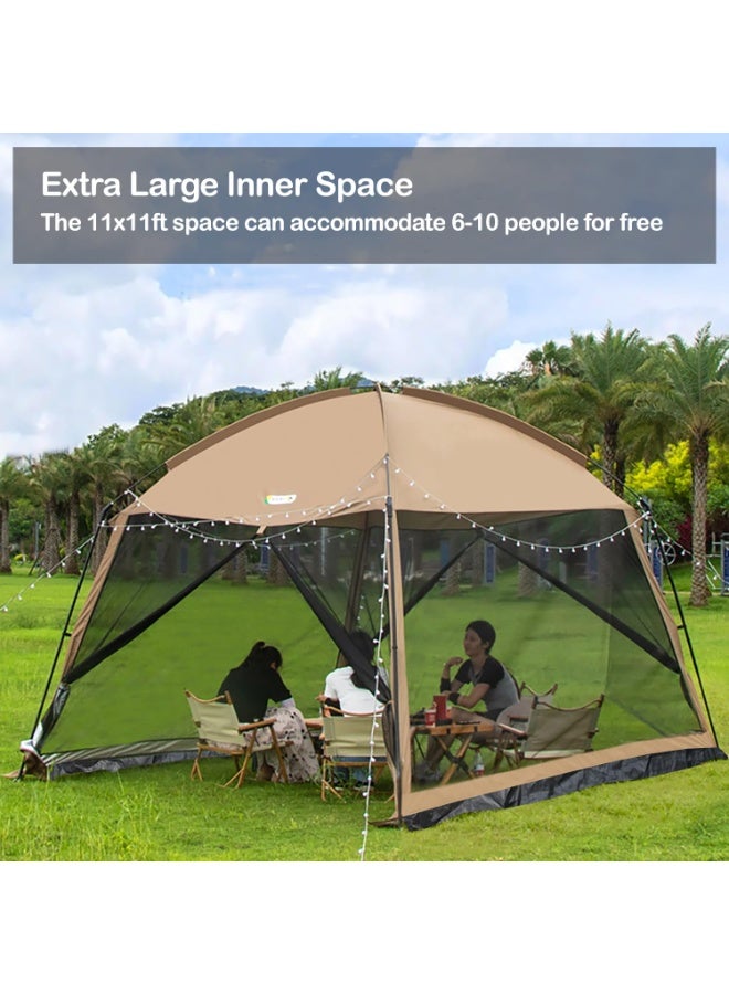 هاهاهاي شاشة البيت 3.3x3.3m شاشة شبكة شبكية الجدار مظلة خيمة شاشة مأوى شرفات المراقبة للباحات أنشطة التخييم في الهواء الطلق - بيج - Image 4