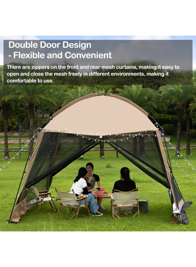 هاهاهاي شاشة البيت 3.3x3.3m شاشة شبكة شبكية الجدار مظلة خيمة شاشة مأوى شرفات المراقبة للباحات أنشطة التخييم في الهواء الطلق - بيج - Image 5