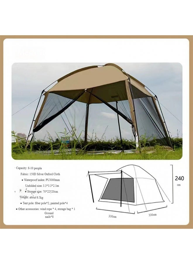 هاهاهاي شاشة البيت 3.3x3.3m شاشة شبكة شبكية الجدار مظلة خيمة شاشة مأوى شرفات المراقبة للباحات أنشطة التخييم في الهواء الطلق - بيج - Image 2