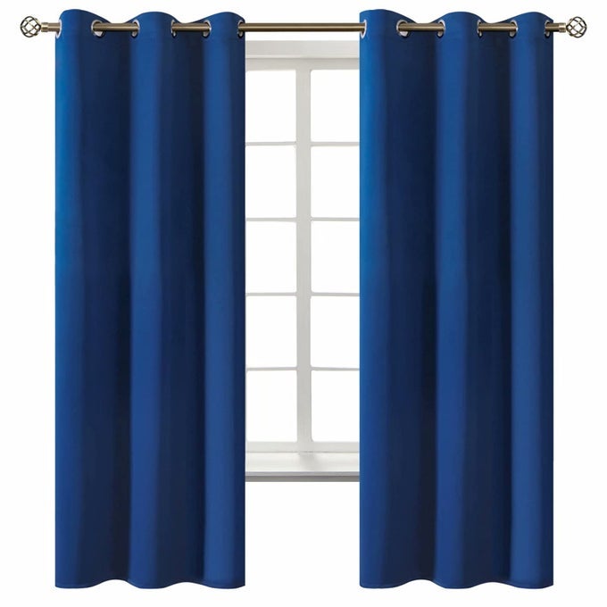 BLACKOUT CURTAINS FOR BEDROOM 63 INCH LENGTH 2 PANELS SET ROOM DARKENING SUNLIGHT BLOCKING THERMAL INSULATED GROMMET WINDOW DRAPES EACH PANEL 42 INCH WIDE ROYAL BLUE