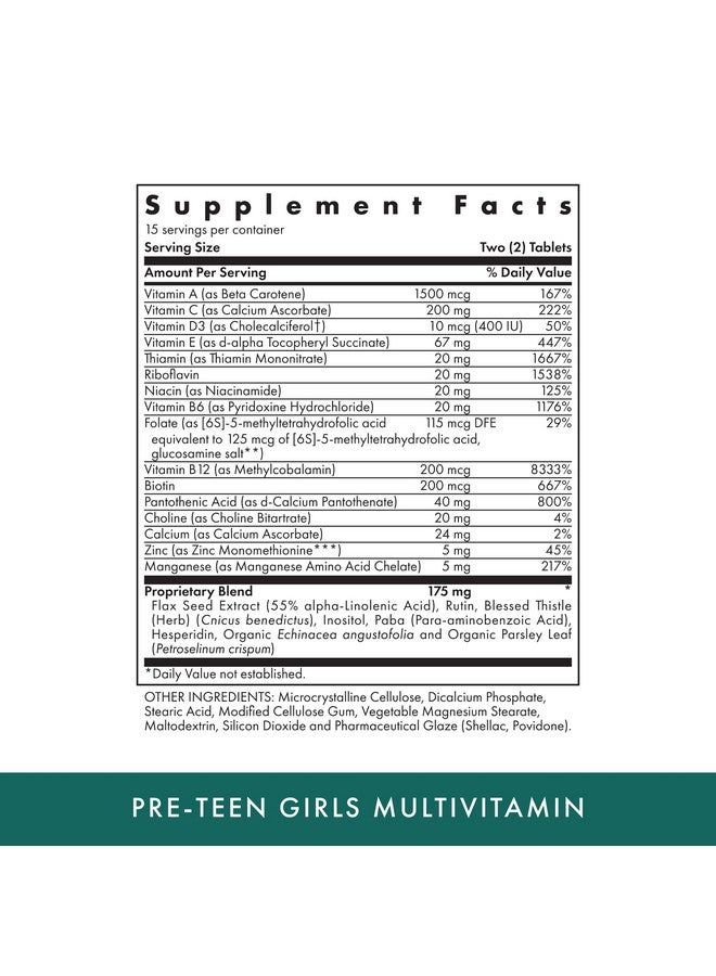 MICHAEL'S Health Naturopathic Programs Pre-Teen Girls - 30 Vegetarian Tablets - Daily Multivitamin for Healthy Growth & Development - Kosher - 15 Servings - Image 2