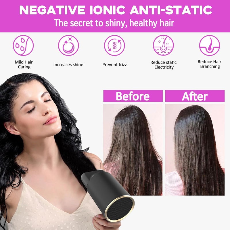 2000W Professional Salon Hair Dryer - Fast Drying Ion Technology, 3 Heat/2 Speed/Cold Settings, 2 Concentrators, 1 Diffuser, Strong Low Noise for Curly and Straight Hair (B) - Image 2