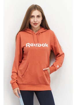 Reebok Women Sportswear Fit Hooded Long Sleeve Brand Logo Outdoor Sweatshirts, Rust  - Image 1