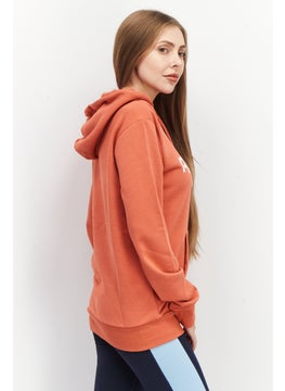 Reebok Women Sportswear Fit Hooded Long Sleeve Brand Logo Outdoor Sweatshirts, Rust  - Image 3