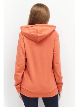 Reebok Women Sportswear Fit Hooded Long Sleeve Brand Logo Outdoor Sweatshirts, Rust  - Image 2