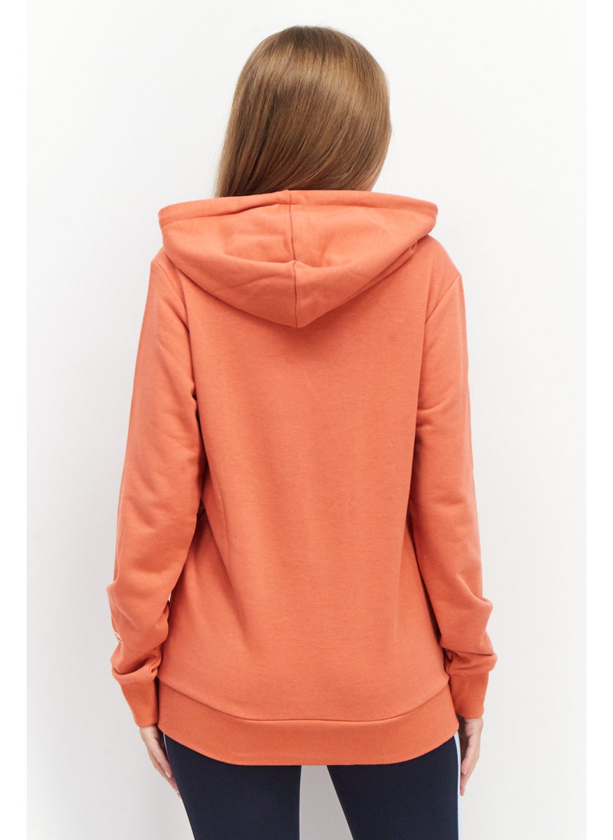 Reebok Women Sportswear Fit Hooded Long Sleeve Brand Logo Outdoor Sweatshirts, Rust  - Image 2