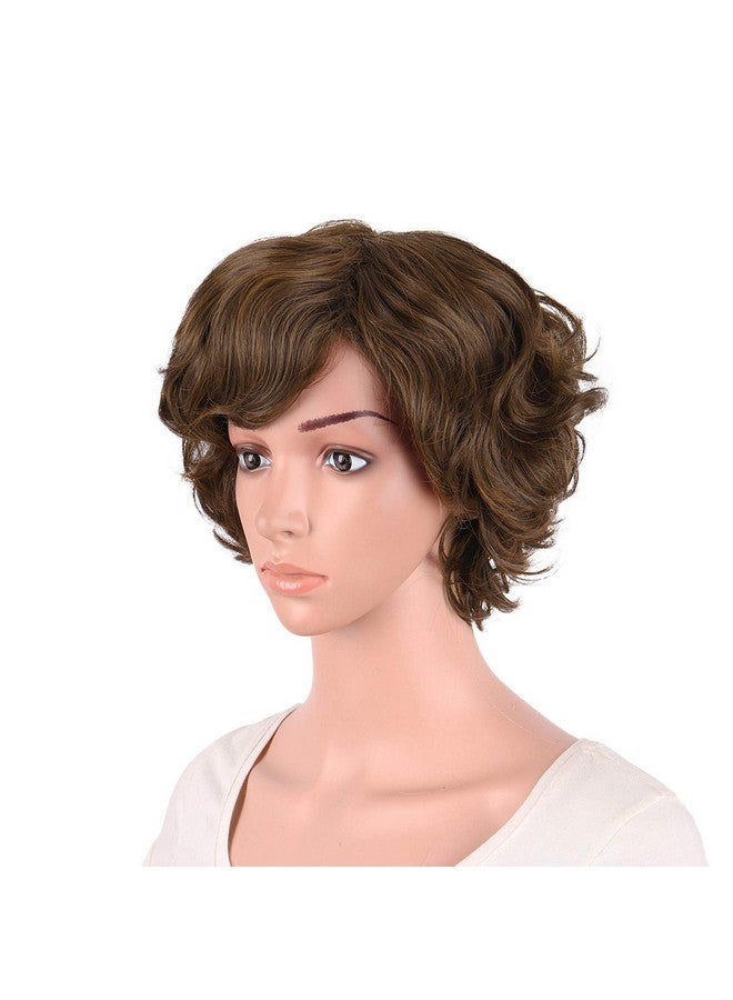 MapofBeauty 11.8 Inch/30Cm Special Women Short Curly Side Bangs Fashion Wig (Brown)  - Image 3