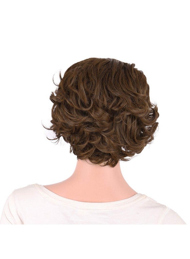 MapofBeauty 11.8 Inch/30Cm Special Women Short Curly Side Bangs Fashion Wig (Brown)  - Image 4