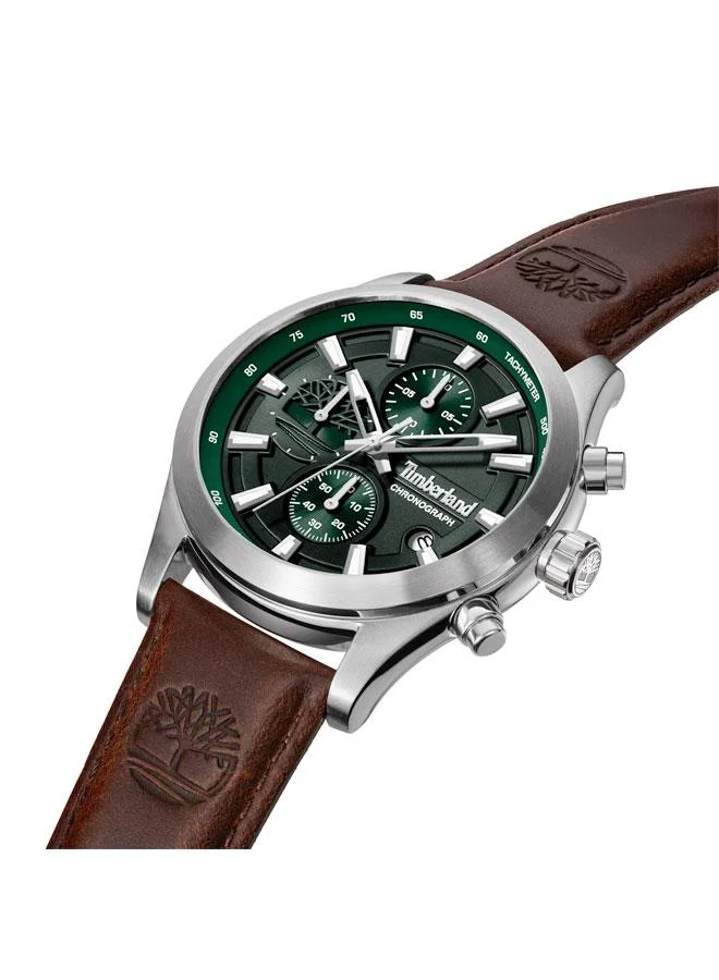 تمبرلاند Ashmont Green Dial Leather Strap Chronograph Watch for Men, 44mm