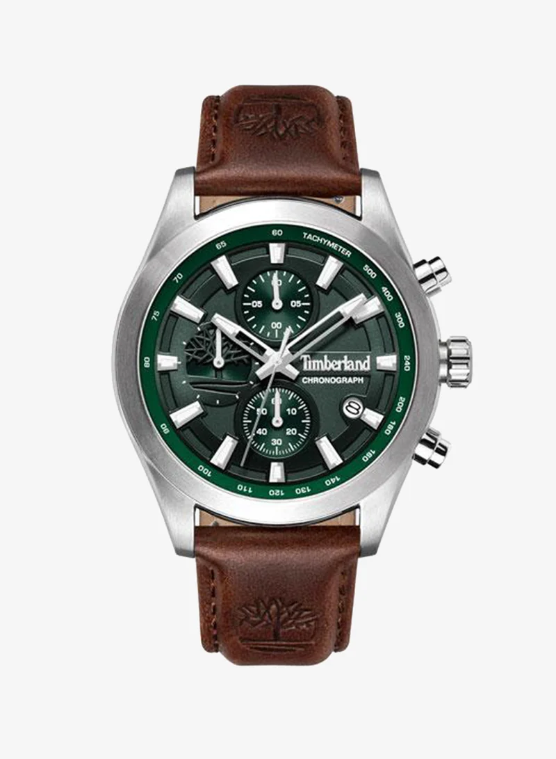 تمبرلاند Ashmont Green Dial Leather Strap Chronograph Watch for Men, 44mm
