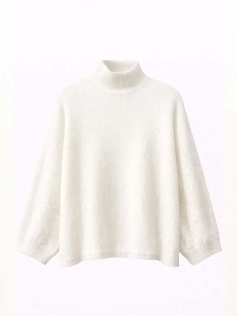 ميكسراي MIXRAY Oversized Ribbed Turtleneck Sweater