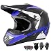 TIANDU DOT Approved Kid Helmet Youth Dirt Bike Motocross Helmets OffRoad Motorcycle Helmets Mountain Bike ATV BMX MX HelmetGoggles Gloves Face Mask 4PCS SetBlue M - Image 2