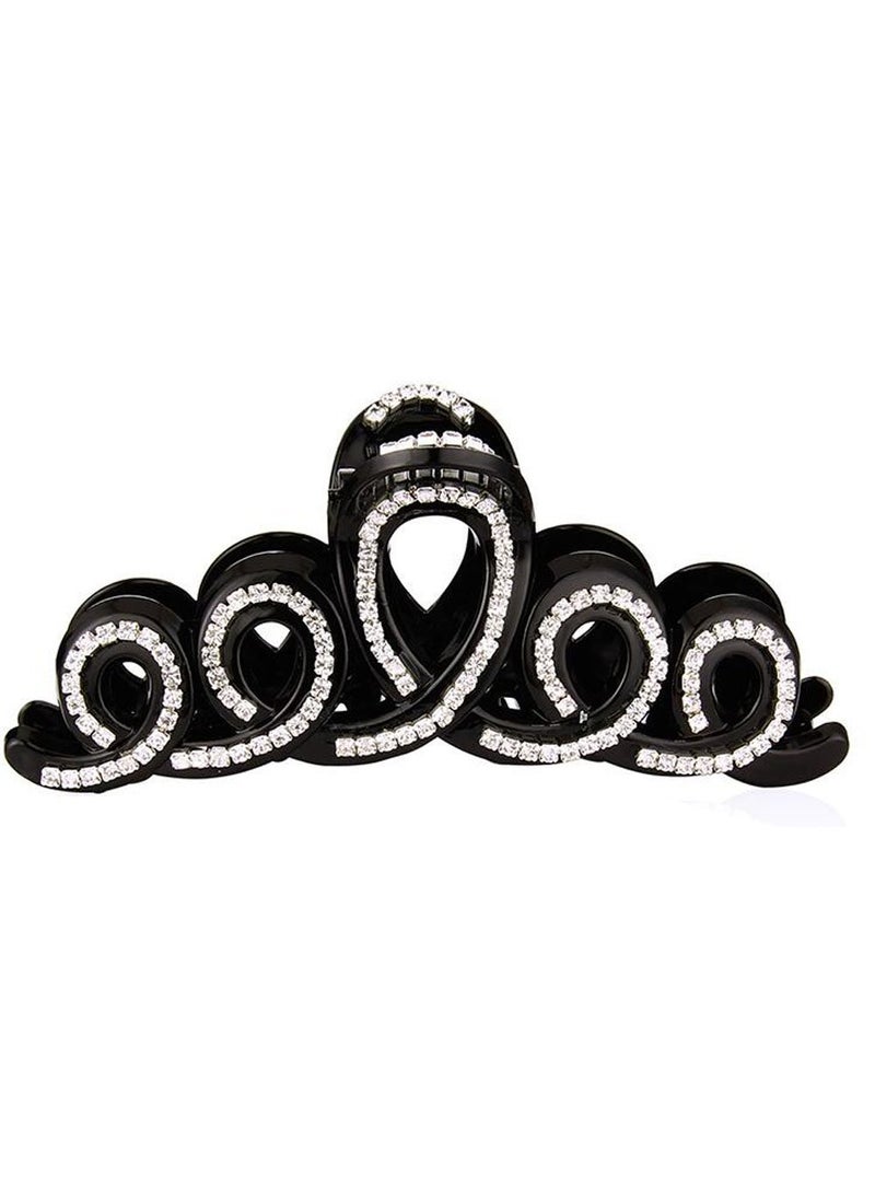 Suoirblss Suoirblss Woman Girls Large Fancy Rhinestone Hair Accessories SideKnotted Clip Hairpin Hair Claw Barrettes for Thick Hair Black 