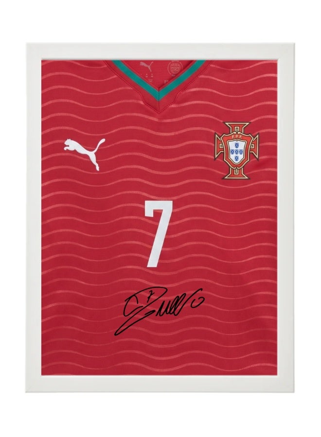 Cristiano Ronaldo Portugal Jersey #7 World Cup 2026 with Printed Autograph Framed Poster 30x40cm , Soccer Memorabilia Gift for Football Fans