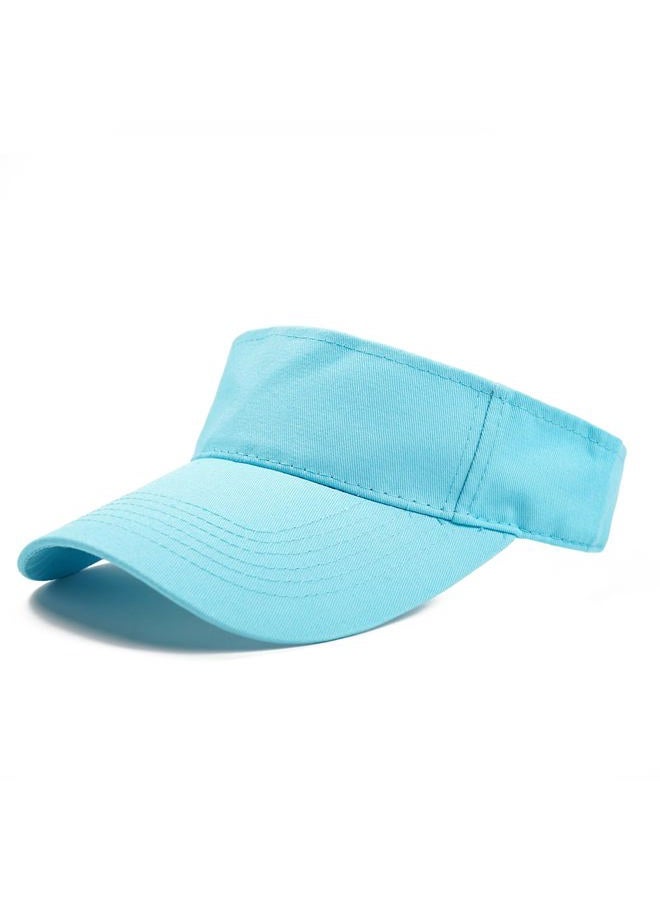 ANDICEQY Sport Sun Visor Hats Adjustable Empty Top Baseball Cap Cotton Ball Caps for Women and Men (Acid Blue) - Image 2