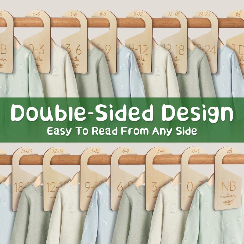 ITDYB Baby Closet Dividers for Clothes Organizer - Wooden Baby Clothes Size Dividers from Newborn to Toddler, Double-Sided Gender Neutral Baby Clothes Dividers - Image 2