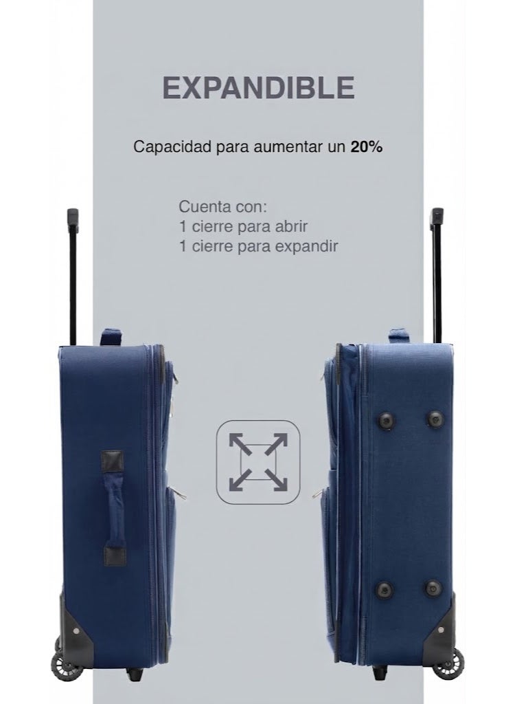 3-Piece Expandable Fabric Luggage Set with Toiletry Bag, 20/24/28 Inch Rolling Suitcases, Polyester Travel Luggage - Image 2