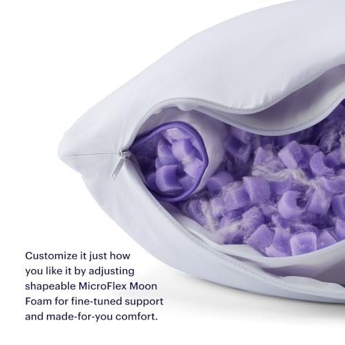 Purple Freeform Pillow - Standard Size, Customizable Support with GelFlex Grid & MicroFlex Moon Foam - Pressure Relief, Cooling, Extra Filling & Adjustable Height - Image 5