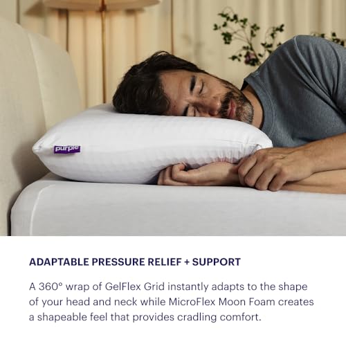 Purple Freeform Pillow - Standard Size, Customizable Support with GelFlex Grid & MicroFlex Moon Foam - Pressure Relief, Cooling, Extra Filling & Adjustable Height - Image 3