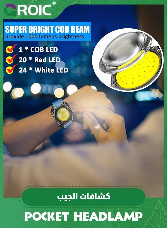 GROIC 3-In-1 Headlamp Flashlight with Bag, Wristband, Headband, Hand Free Running Light, Super Bright Bead Wrist Light Rechargeable for Night Walking, Running, Hiking & Outdoor Camping - Image 2
