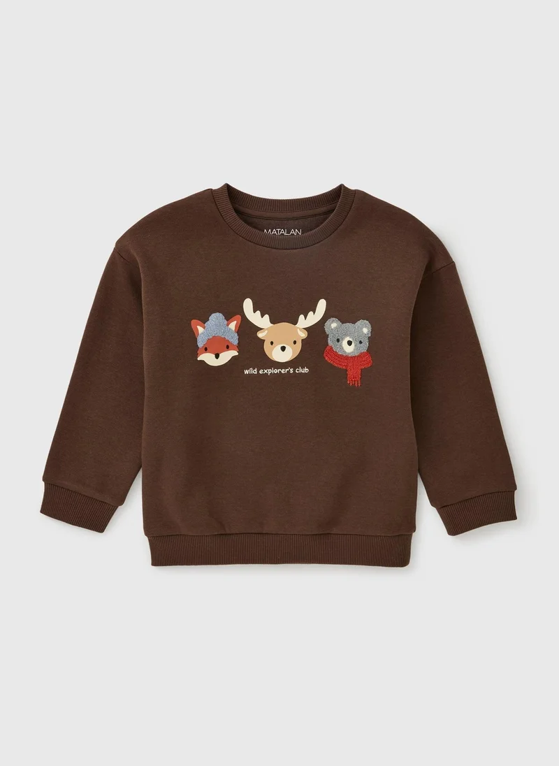 ماتلان Boys Brown Autumn Animals Sweatshirt