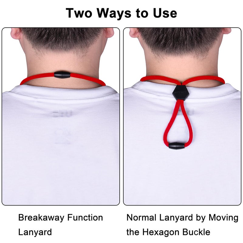 Wisdompro Breakaway Neck Lanyards, 23 inch Heavy Duty Round Cord Lanyard with Safety Breakaway Buckle, Detachable Buckle and Metal Hook for ID Card Badge Holder and Keys- Red - Image 5